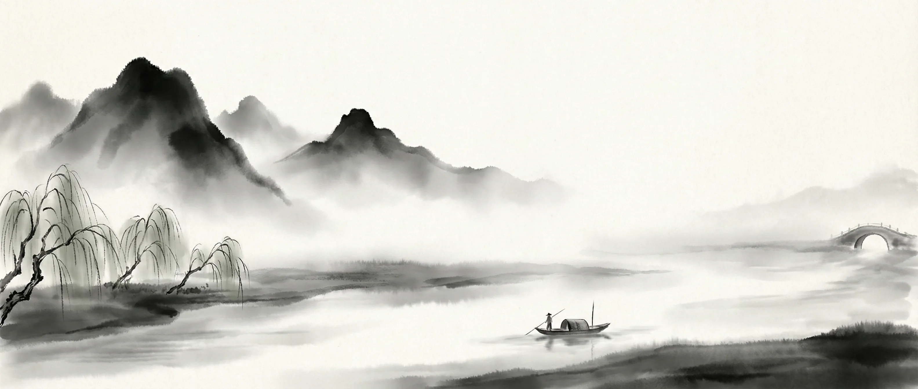 ky棋牌水墨山水页脚背景