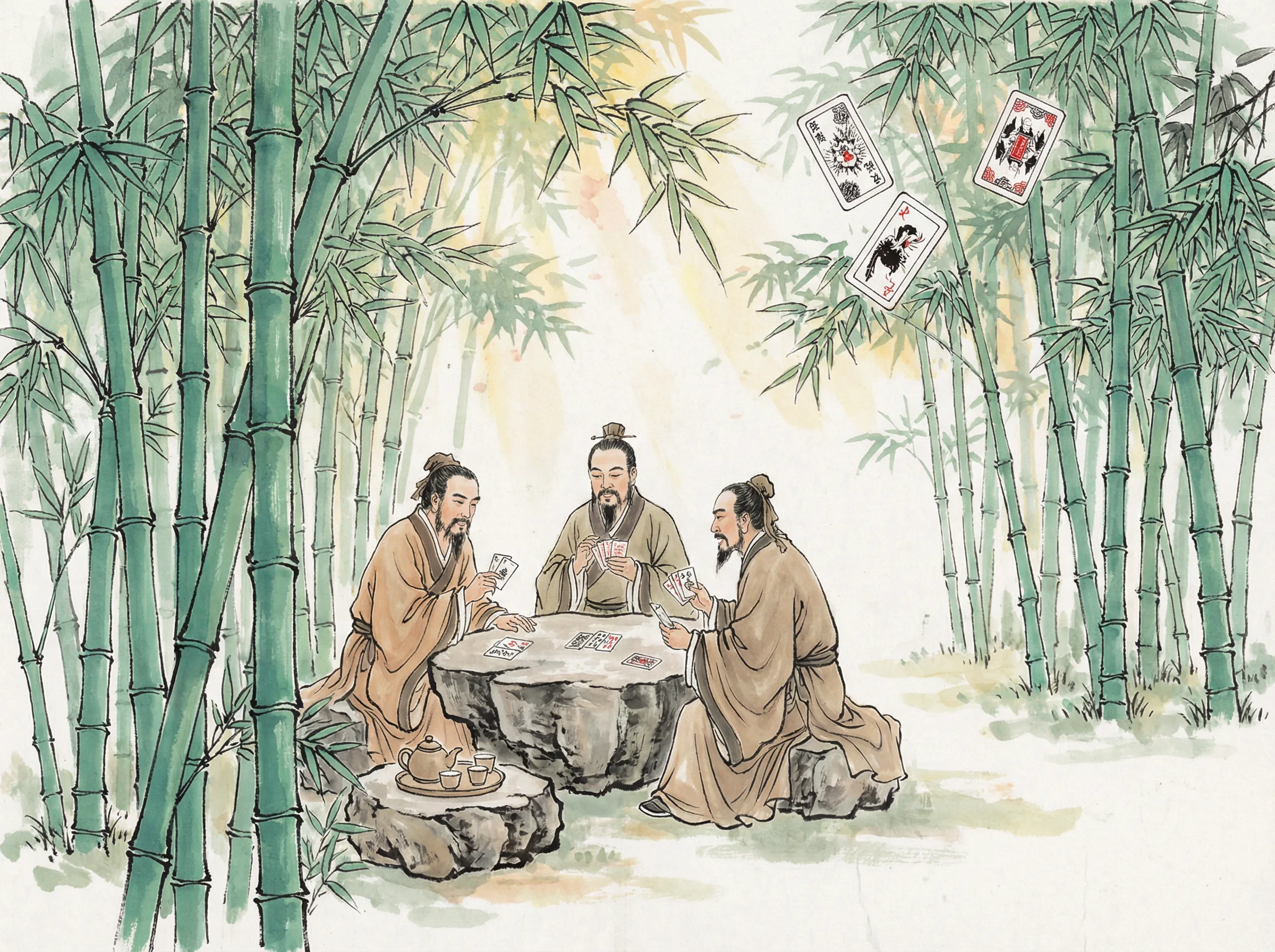 ky棋牌竹林炸金花竹影婆娑场景